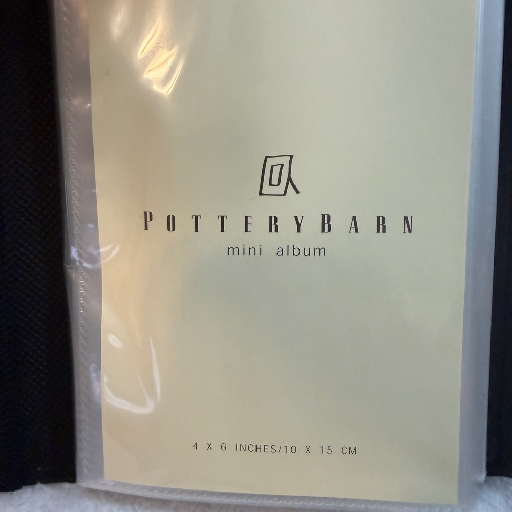 Pottery Barn Mini Photo Album Black Fabric Twill 4x6 Inch Small Picture Book